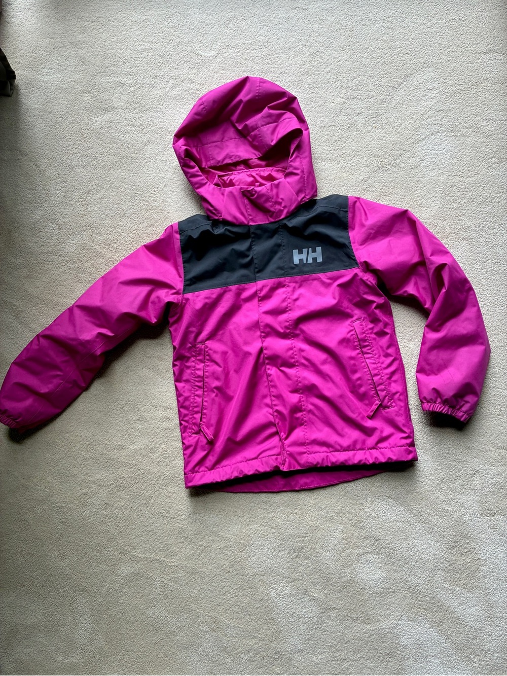 Girls Helly Hansen Pink Hooded Waterproof Jacket size 8